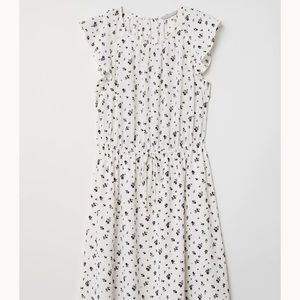 H&M white and black flounce sleeve boho dress summer size 2 S small sm whimsical